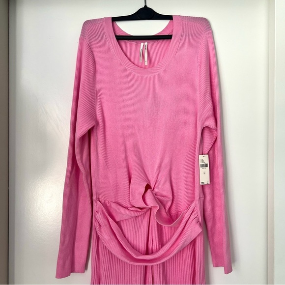 Anthropologie Long Sleeve Ribbed Sweater Midi Dress - Bubblegum Pink – Size XL - Picture 6 of 13